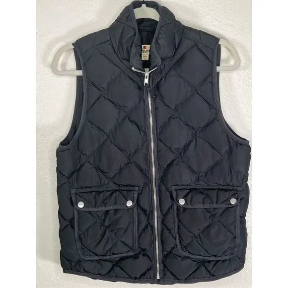 Woolrich Women's High Neck Full Zip Diamond Quilt Down Vest Black Size M - Picture 1 of 5